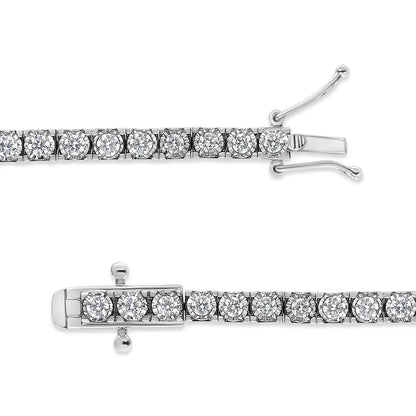 14K White Gold 2.0 Cttw Miracle Set Round-Cut Lab Grown Diamond Illusion 7" Tennis Bracelet (F-G Color, VS2-SI1 Clarity) - Elegant Emulations
