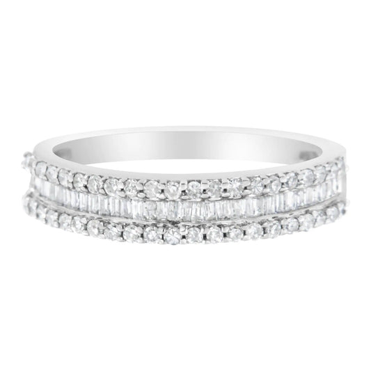14KT White Gold 1/2 Cttw Diamond Modern Band Ring (H-I Color, SI2-I1 Clarity) - Elegant Emulations