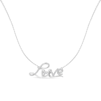 Sterling Silver Diamond Love Pendant Necklace