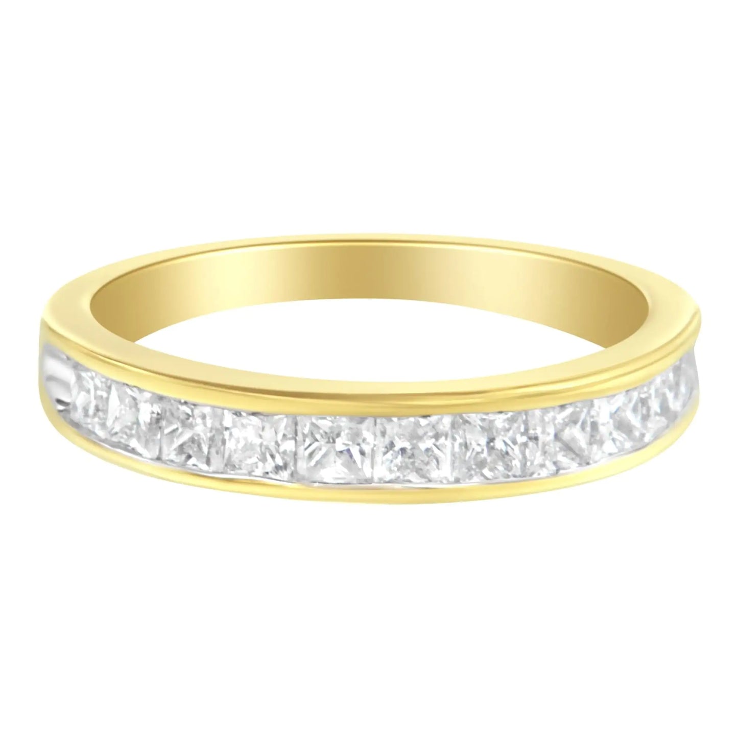 14KT Yellow Gold Diamond Channel Band Ring (1 cttw, H-I Color, SI2-I1 Clarity) - Elegant Emulations