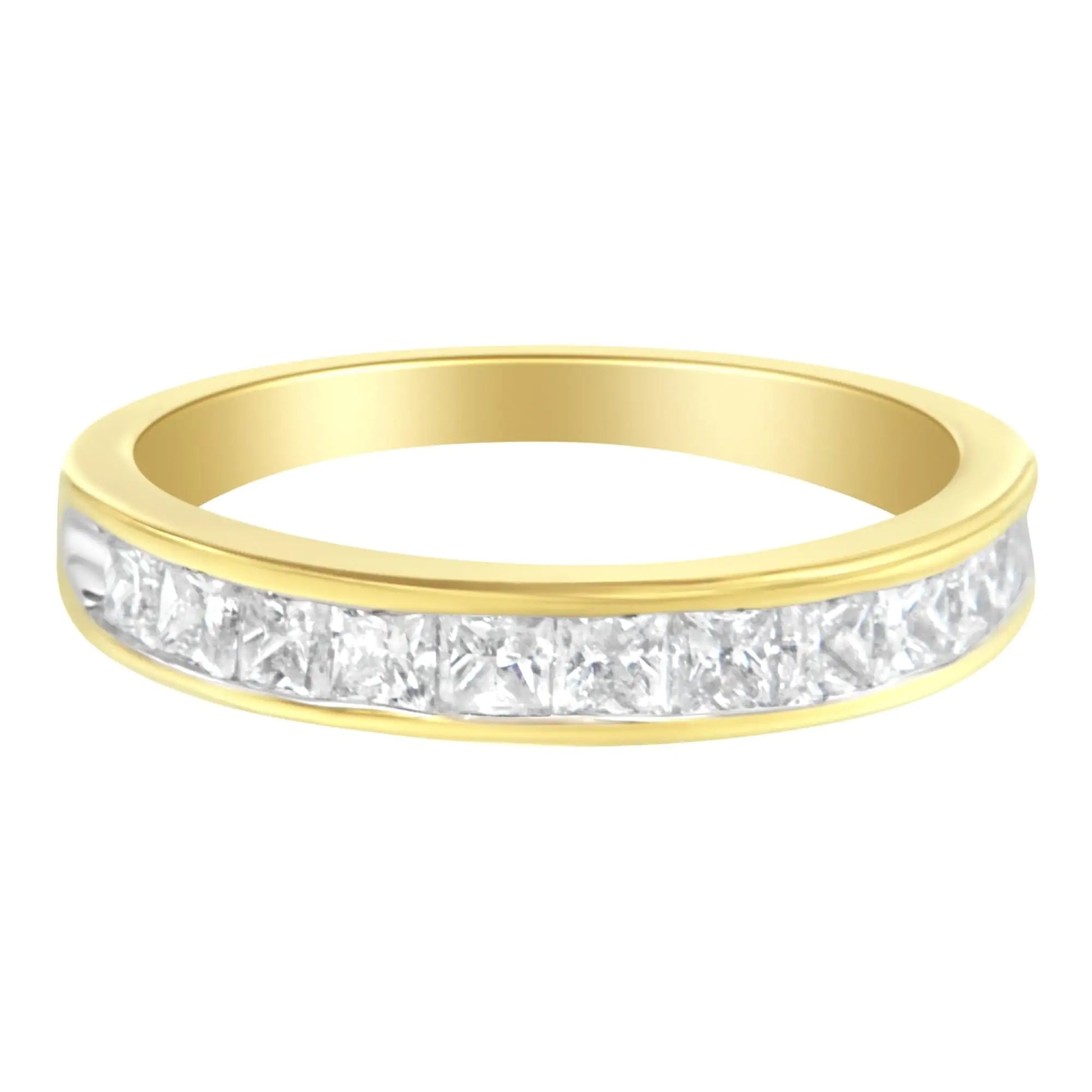 14KT Yellow Gold Diamond Channel Band Ring (1 cttw, H-I Color, SI2-I1 Clarity) - Elegant Emulations