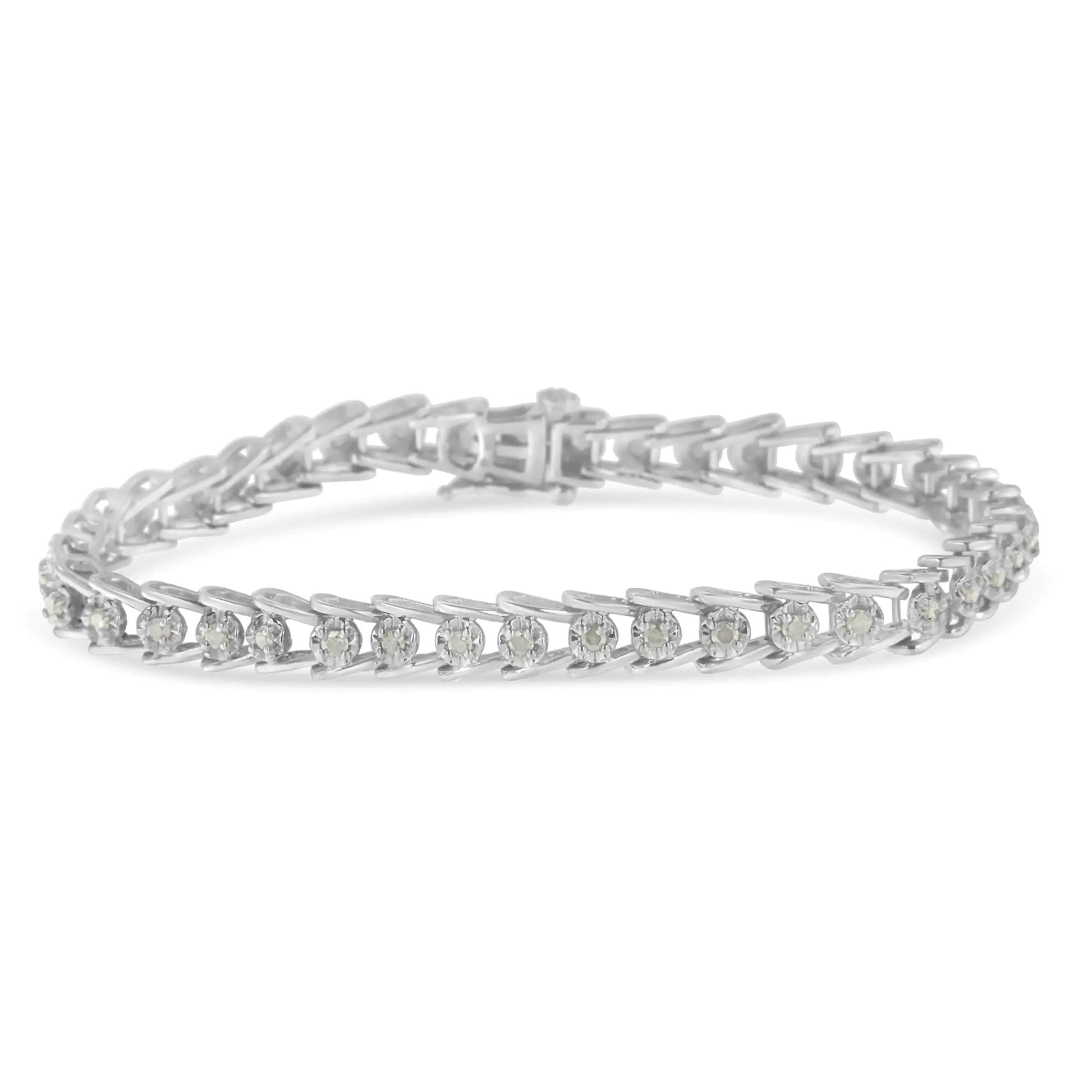Silver Diamond Wavelet Bracelet (1cttw, I - J, I3) | Bracelets | Elegant Emulations Jewelry USA
