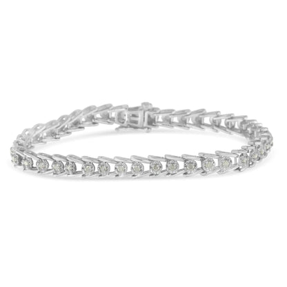 Silver Diamond Wavelet Bracelet (1cttw, I - J, I3) | Bracelets | Elegant Emulations Jewelry USA