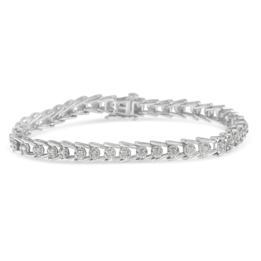 Silver Diamond Wavelet Bracelet (1cttw, I - J, I3) | Bracelets | Elegant Emulations Jewelry USA