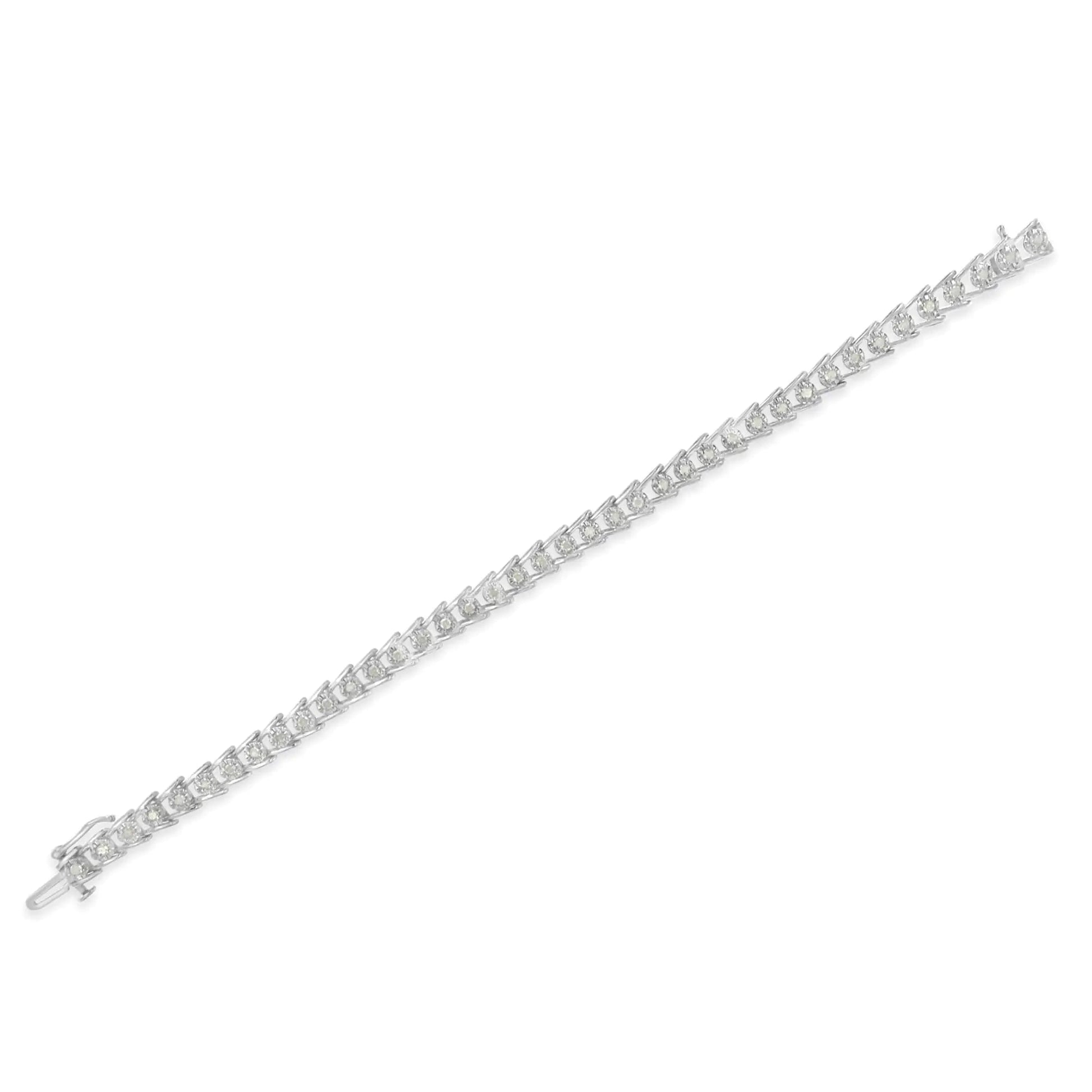 Silver Diamond Wavelet Bracelet (1cttw, I - J, I3) | Bracelets | Elegant Emulations Jewelry USA