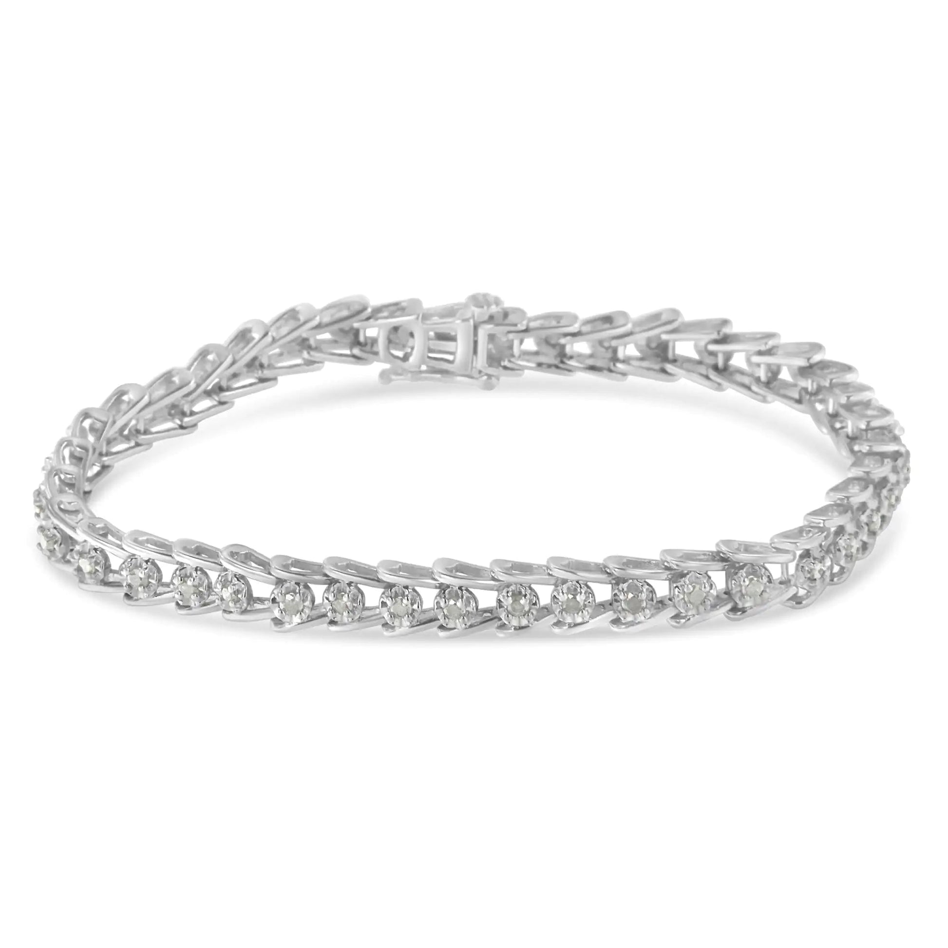 Silver Diamond Wavelet Bracelet (1cttw, I - J, I3) | Bracelets | Elegant Emulations Jewelry USA
