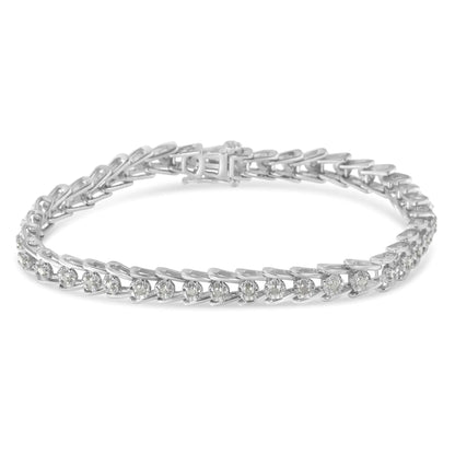 Silver Diamond Wavelet Bracelet (1cttw, I - J, I3) | Bracelets | Elegant Emulations Jewelry USA