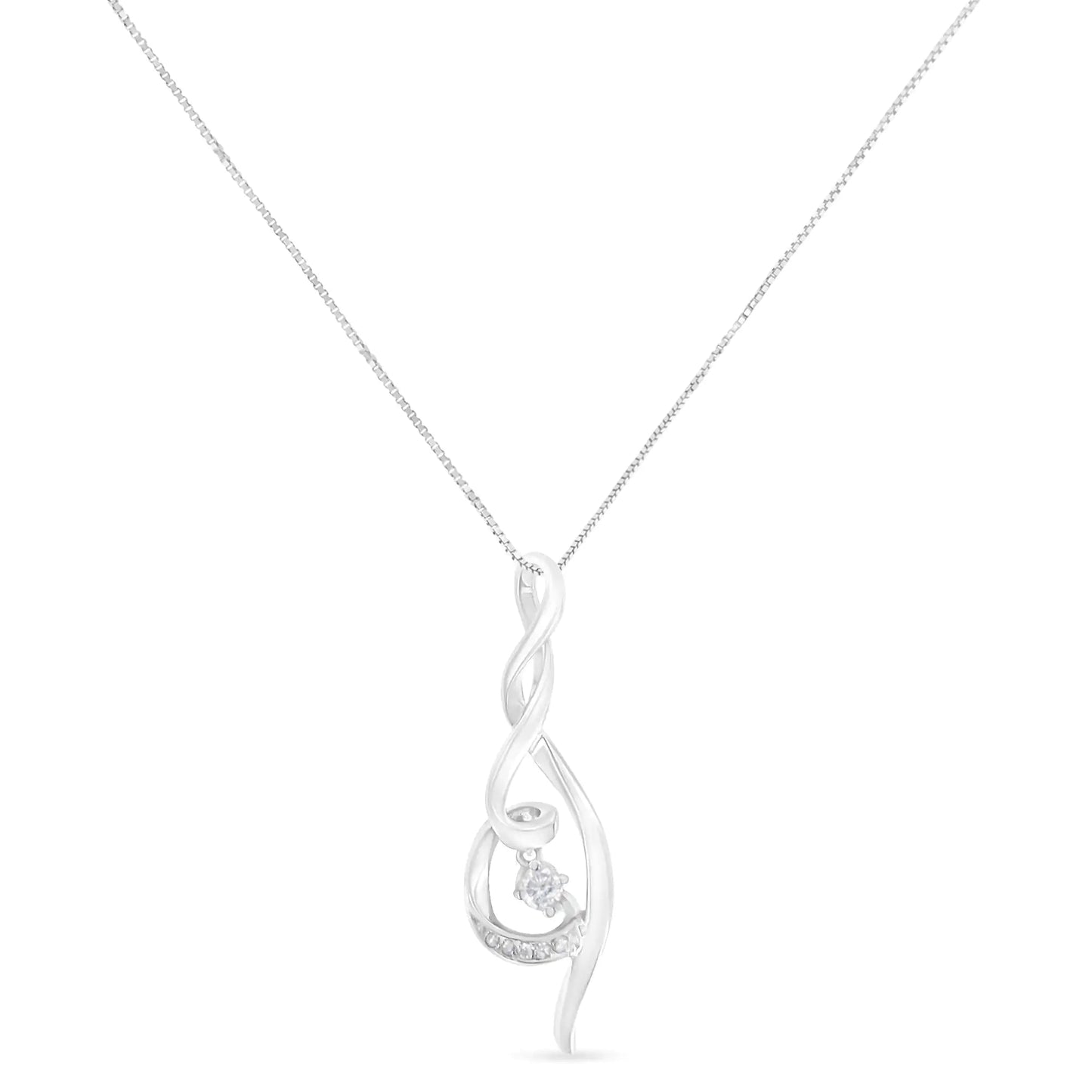 Spira 10K White Gold Diamond Swirl Necklace | Necklace | Elegant Emulations Jewelry USA