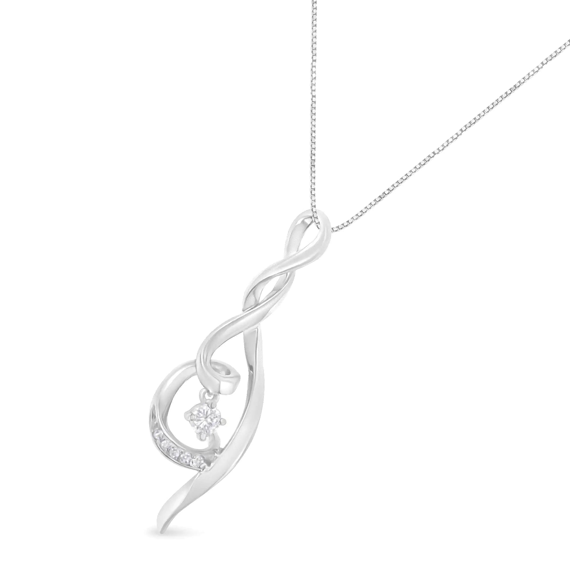 Spira 10K White Gold Diamond Swirl Necklace | Necklace | Elegant Emulations Jewelry USA