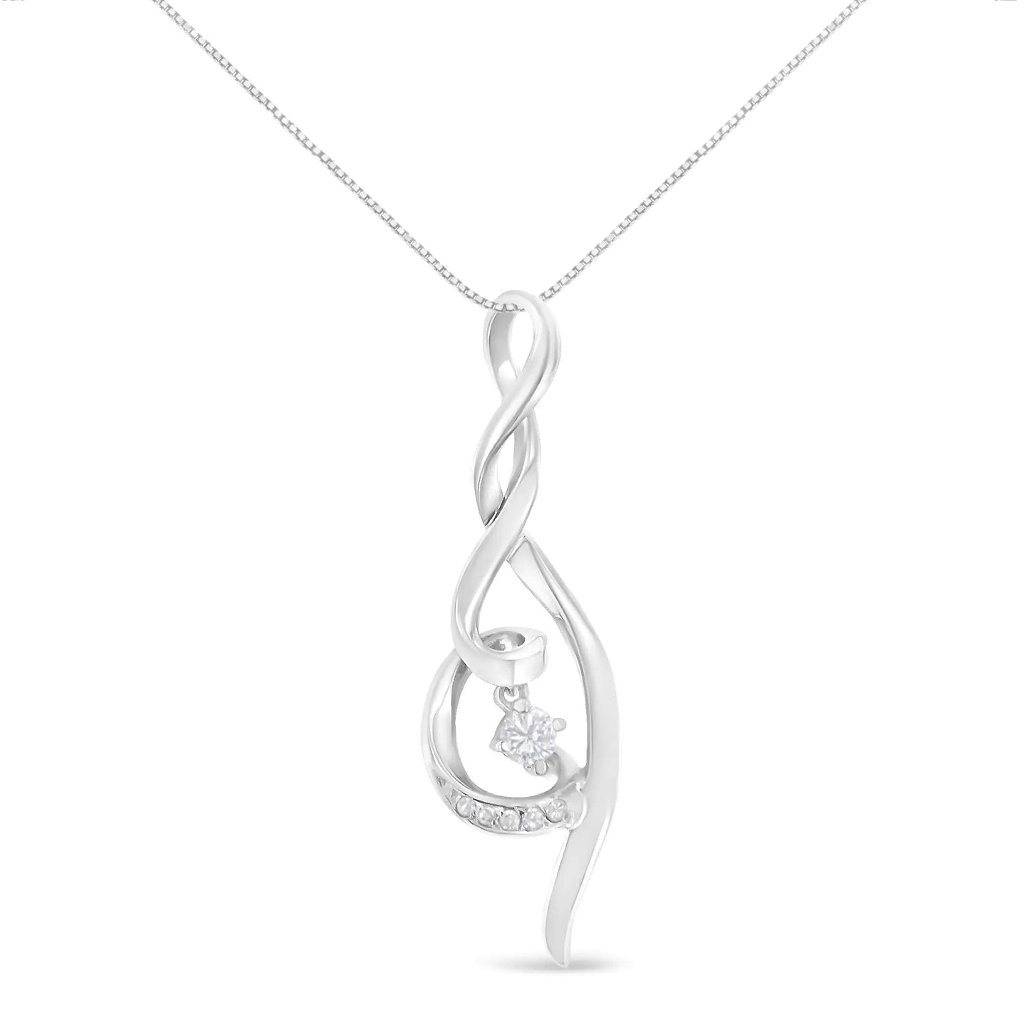 Spira 10K White Gold Diamond Swirl Necklace | Necklace | Elegant Emulations Jewelry USA