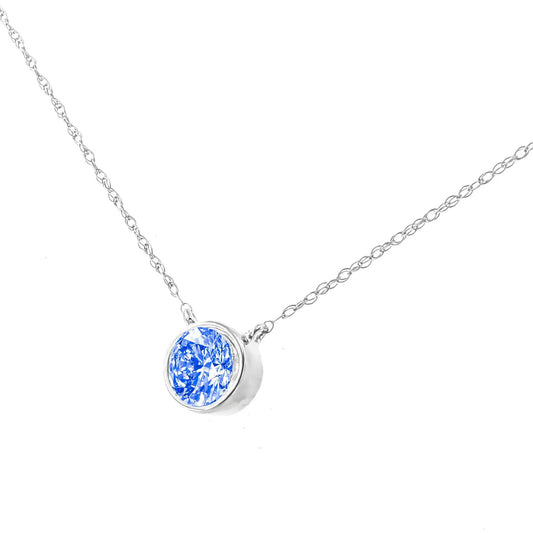 Sterling Blue Diamond Solitaire Adjustable Necklace | Necklace | Elegant Emulations Jewelry USA