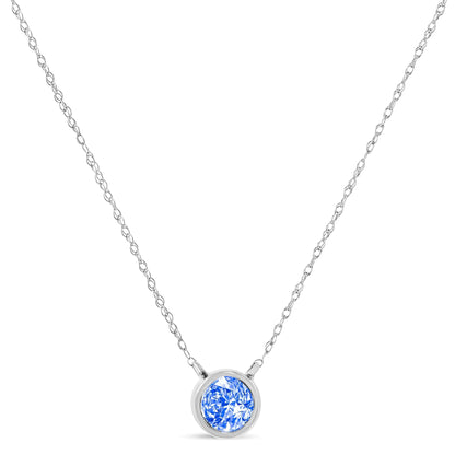 Sterling Blue Diamond Solitaire Adjustable Necklace | Necklace | Elegant Emulations Jewelry USA