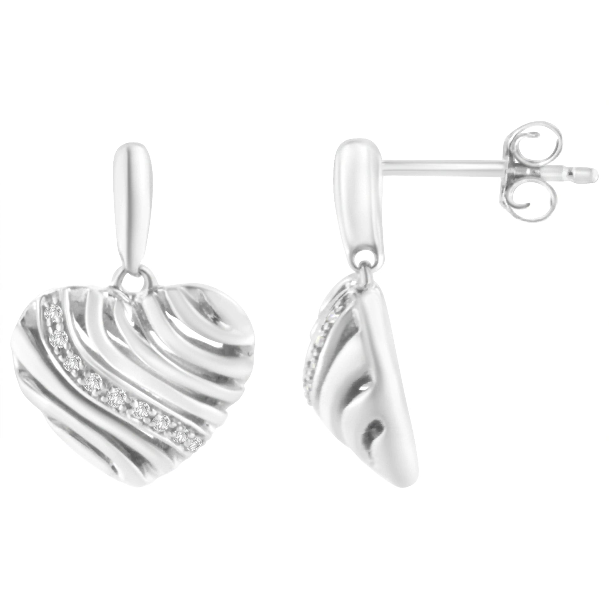 Sterling Pave Diamond Heart Earrings | Earrings | Elegant Emulations Jewelry USA