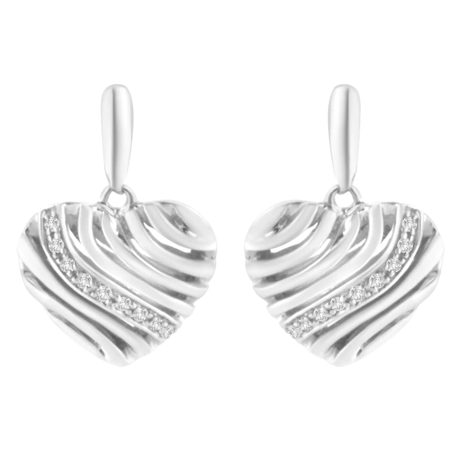 Sterling Pave Diamond Heart Earrings | Earrings | Elegant Emulations Jewelry USA