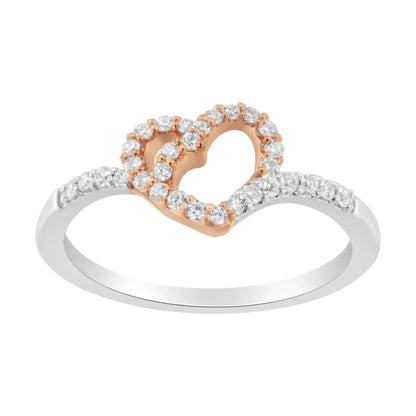 Sterling & Rose Gold Diamond Heart Ring | Rings | Elegant Emulations Jewelry USA