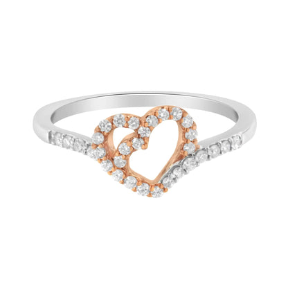 Sterling & Rose Gold Diamond Heart Ring | Rings | Elegant Emulations Jewelry USA