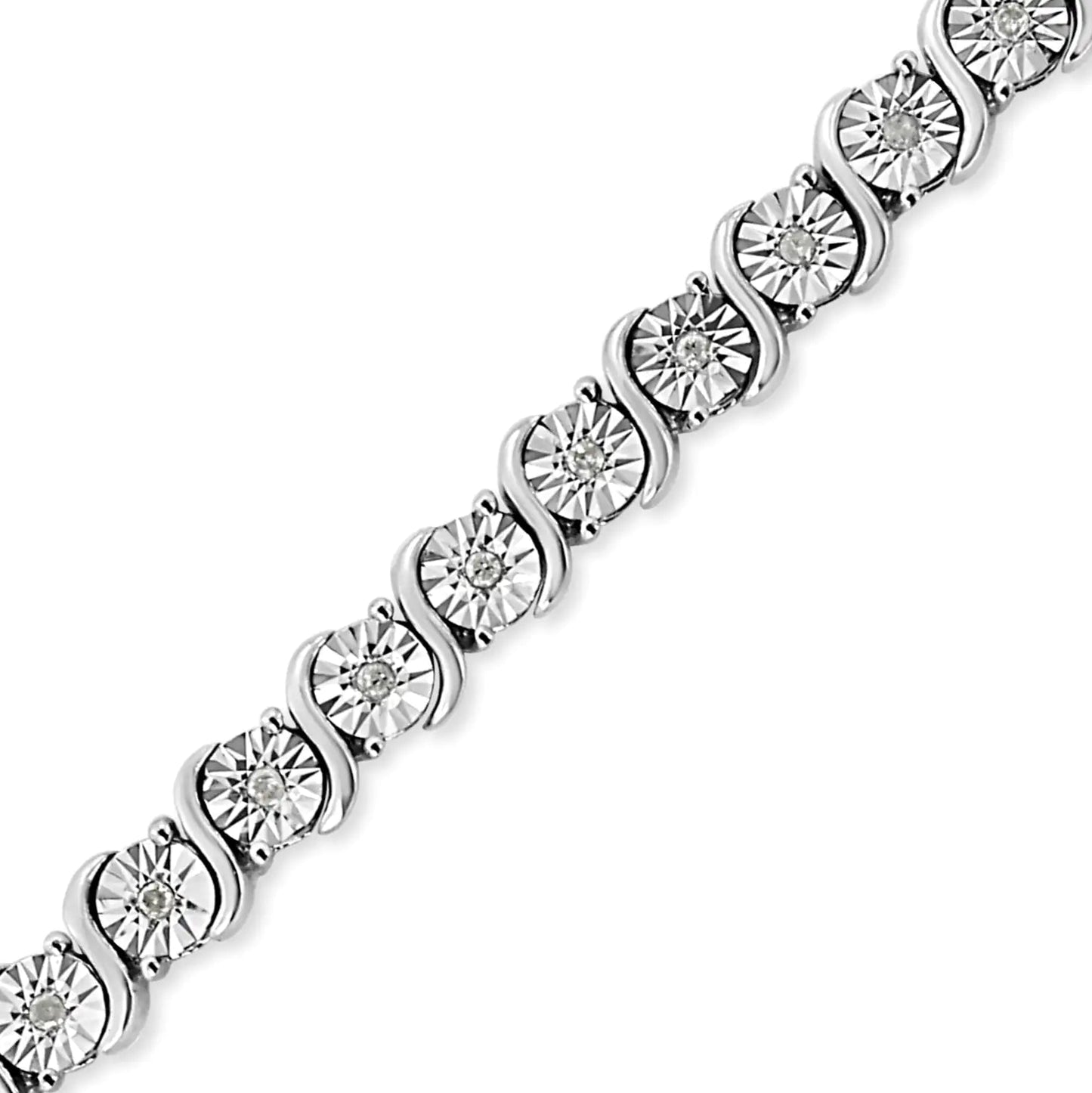 Sterling Silver 0.25 Ctw Diamond Tennis Bracelet - 7" | Bracelets | Elegant Emulations Jewelry USA