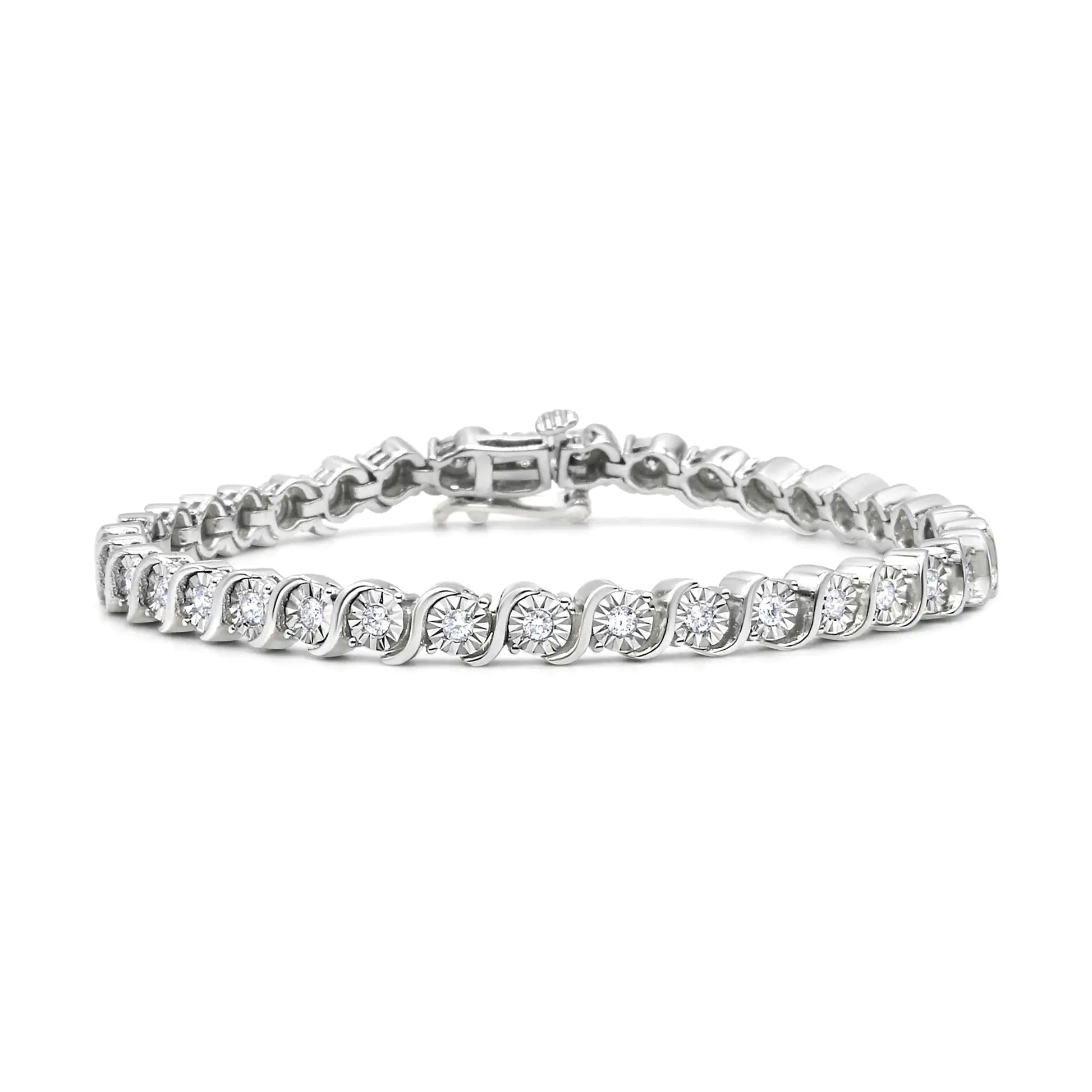 Sterling Silver 0.25 Ctw Diamond Tennis Bracelet - 7" | Bracelets | Elegant Emulations Jewelry USA