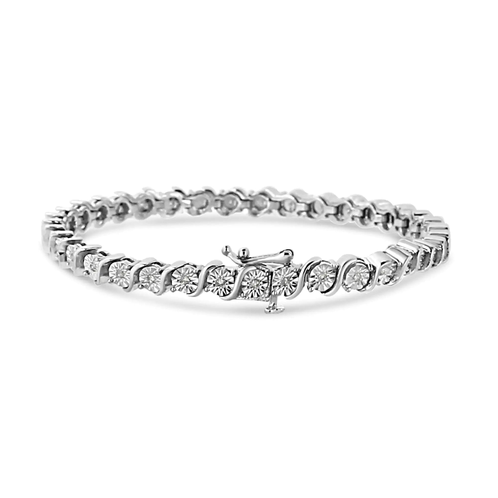 Sterling Silver 0.25 Ctw Diamond Tennis Bracelet - 7" | Bracelets | Elegant Emulations Jewelry USA