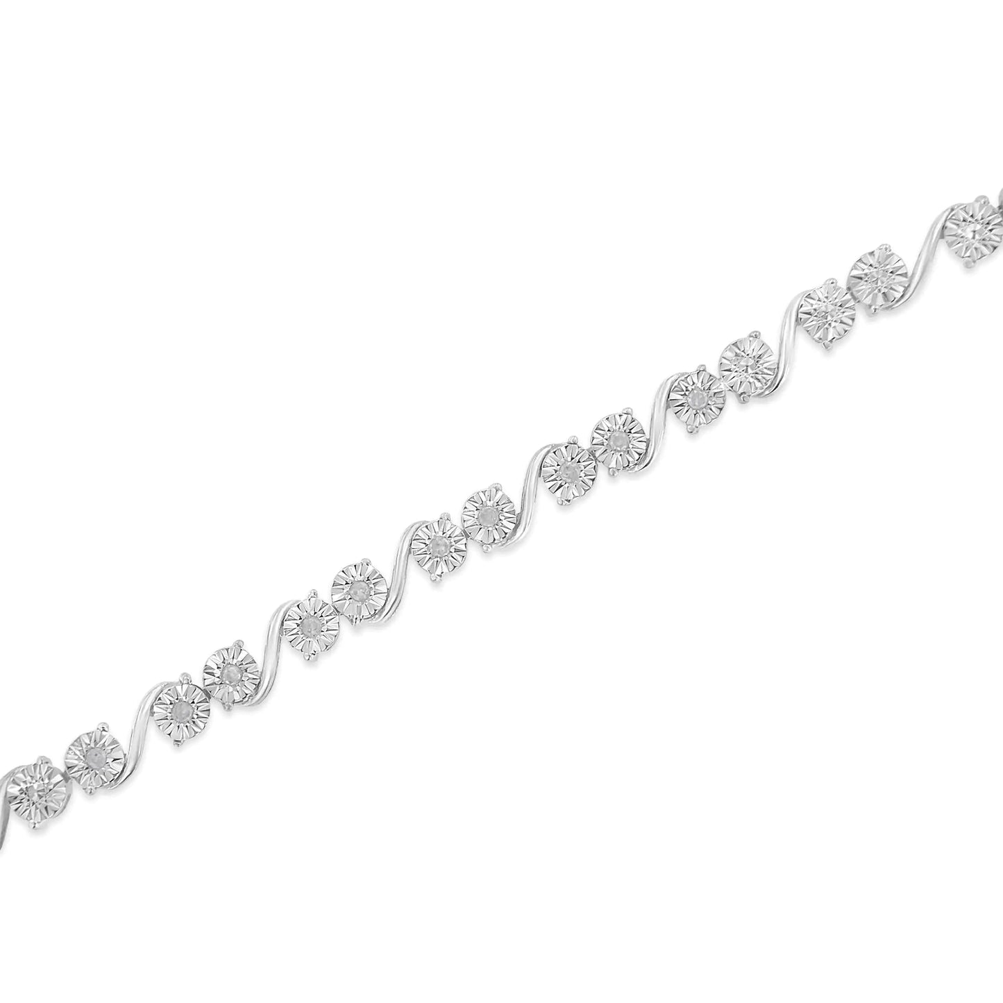 Sterling Silver 1/10 Ct Diamond Miracle S - Link Bracelet | Bracelets | Elegant Emulations Jewelry USA
