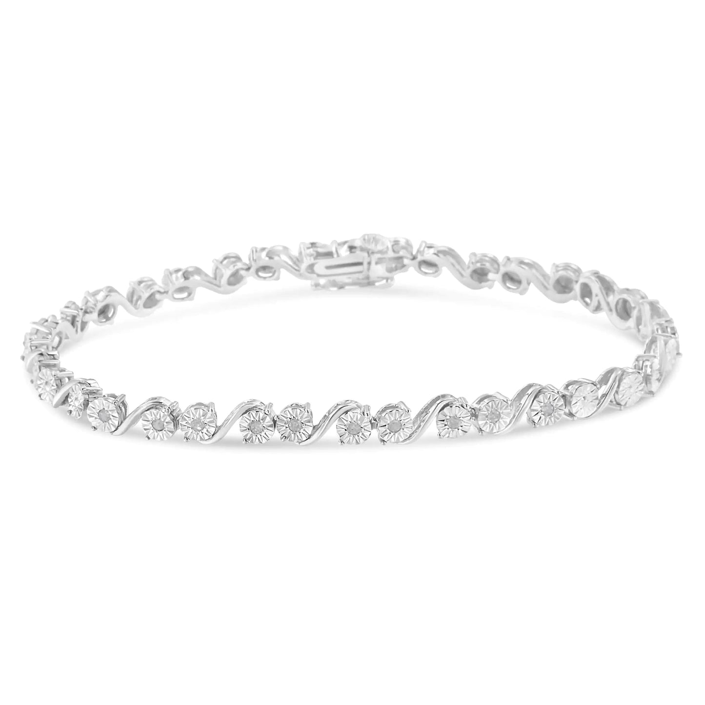 Sterling Silver 1/10 Ct Diamond Miracle S - Link Bracelet | Bracelets | Elegant Emulations Jewelry USA