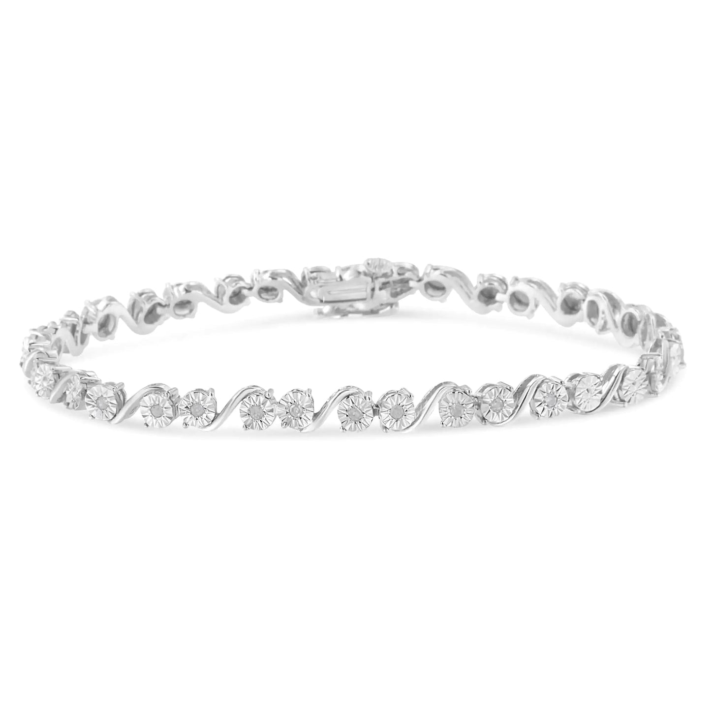 Sterling Silver 1/10 Ct Diamond Miracle S - Link Bracelet | Bracelets | Elegant Emulations Jewelry USA