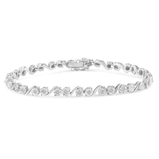 Sterling Silver 1/10 Ct Diamond Miracle S - Link Bracelet | Bracelets | Elegant Emulations Jewelry USA