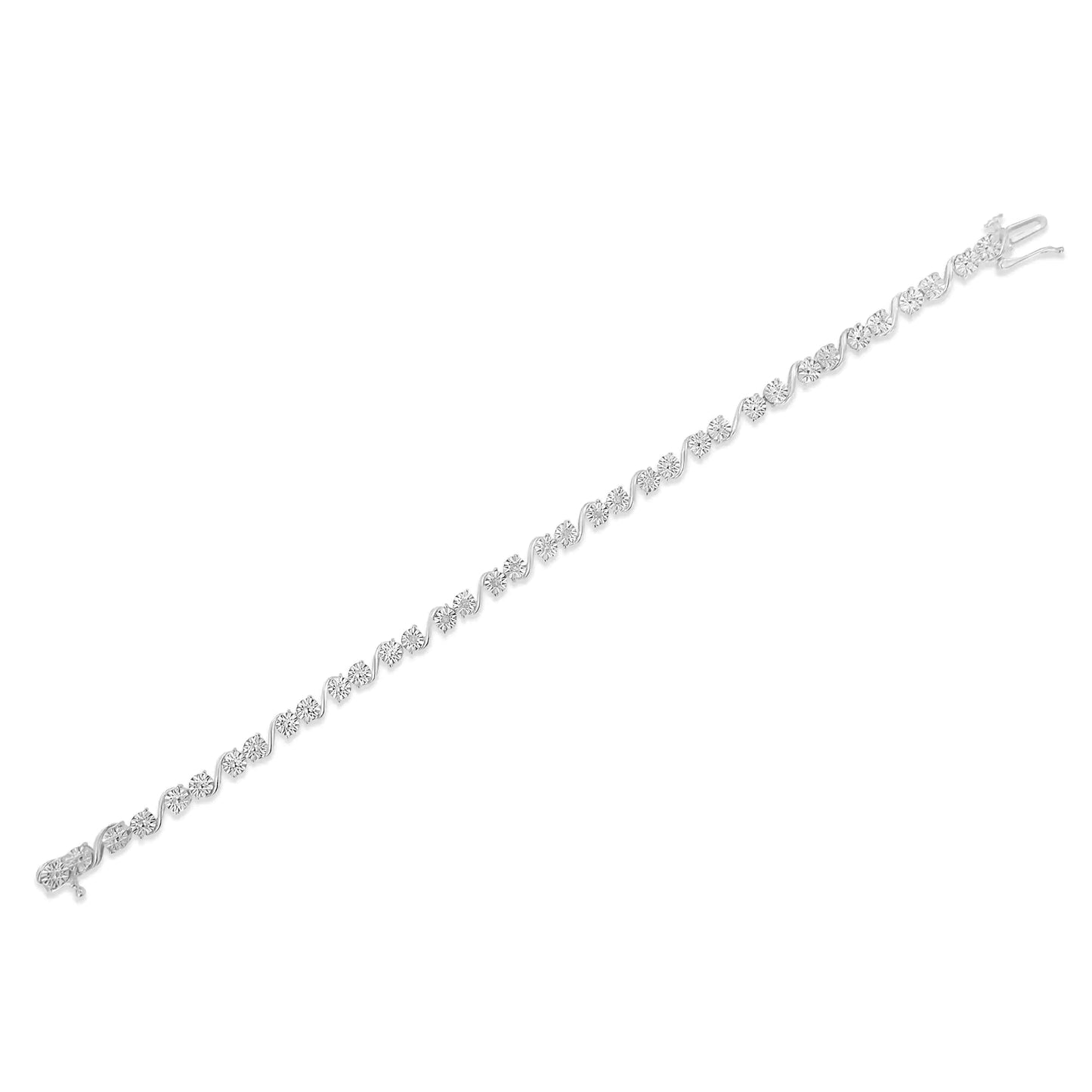 Sterling Silver 1/10 Ct Diamond Miracle S - Link Bracelet | Bracelets | Elegant Emulations Jewelry USA
