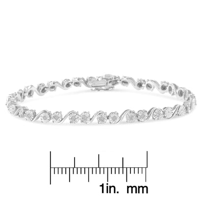 Sterling Silver 1/10 Ct Diamond Miracle S - Link Bracelet | Bracelets | Elegant Emulations Jewelry USA