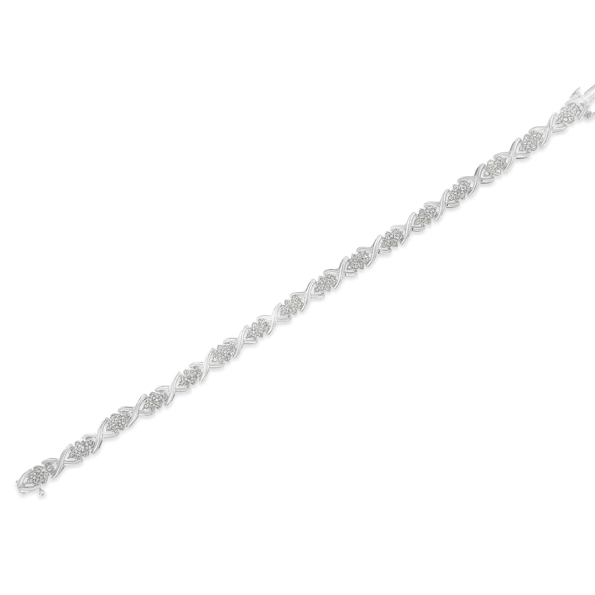 Sterling Silver 1.5ct Diamond Cluster Tennis Bracelet | Bracelets | Elegant Emulations Jewelry USA