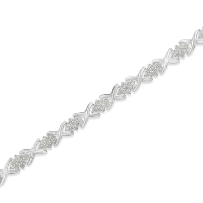 Sterling Silver 1.5ct Diamond Cluster Tennis Bracelet | Bracelets | Elegant Emulations Jewelry USA