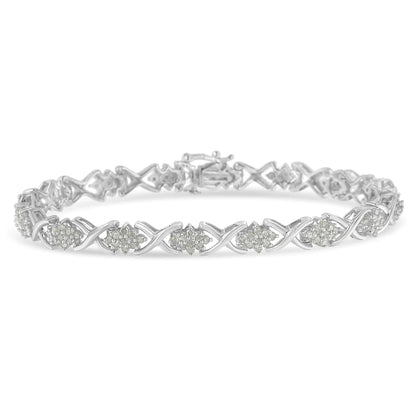 Sterling Silver 1.5ct Diamond Cluster Tennis Bracelet | Bracelets | Elegant Emulations Jewelry USA