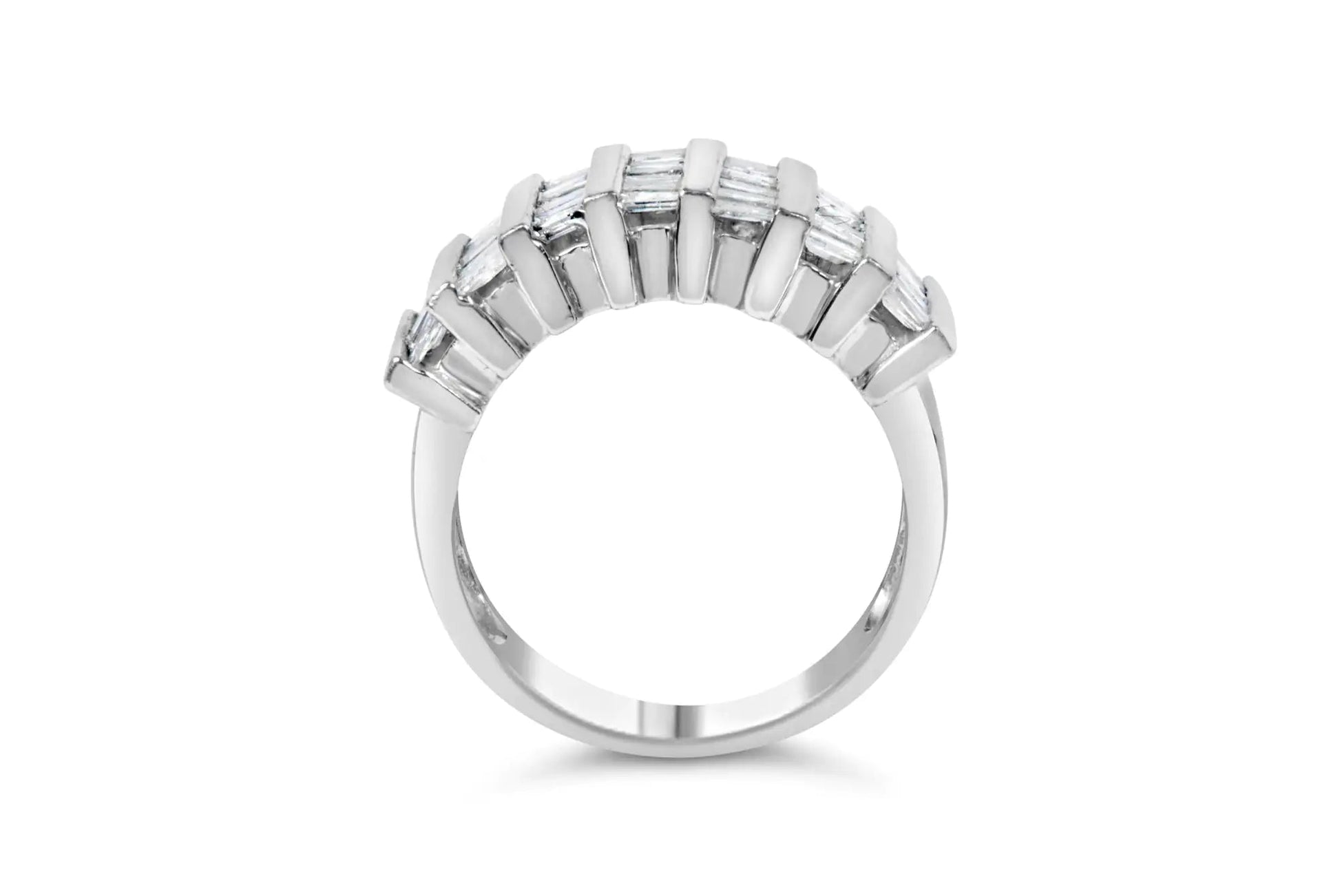 Sterling Silver 1ct Baguette Diamond Fluted Wedding Band | Rings | Elegant Emulations Jewelry USA