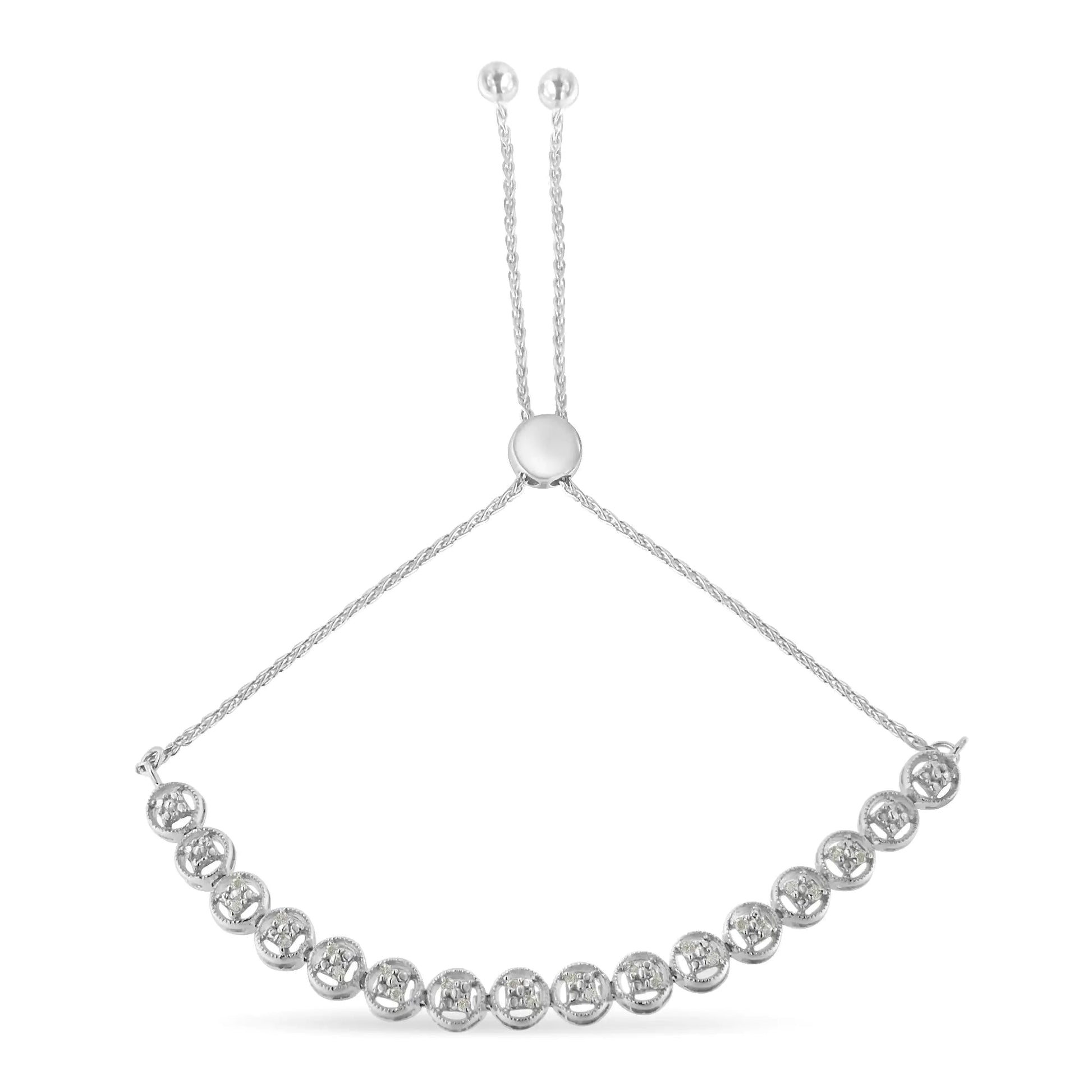 Sterling Silver .25ct Diamond Bolo Bracelet | Bracelets | Elegant Emulations Jewelry USA