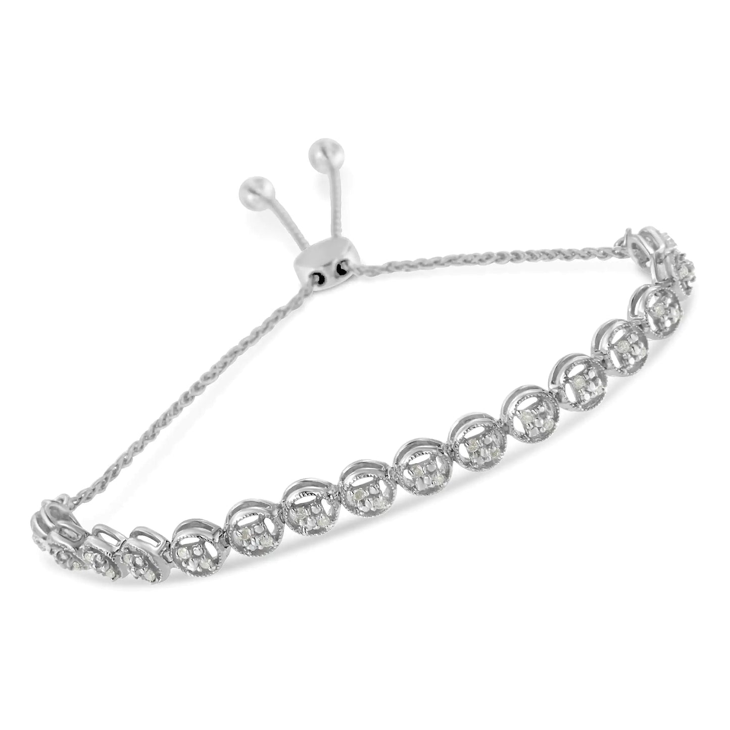 Sterling Silver .25ct Diamond Bolo Bracelet | Bracelets | Elegant Emulations Jewelry USA