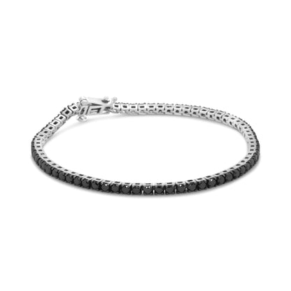 Sterling Silver Black Diamond Tennis Bracelet 7.25" | Bracelets | Elegant Emulations Jewelry USA