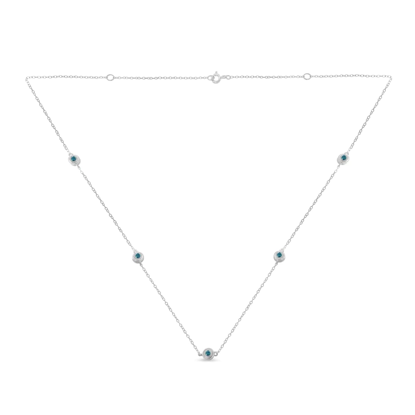 Sterling Silver Blue Diamond Rolo Chain Necklace (0.54cttw, I2 - I3) | Necklace | Elegant Emulations Jewelry USA