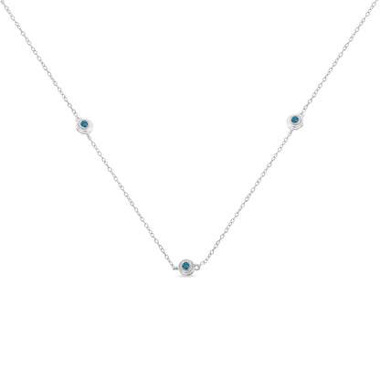 Sterling Silver Blue Diamond Rolo Chain Necklace (0.54cttw, I2 - I3) | Necklace | Elegant Emulations Jewelry USA