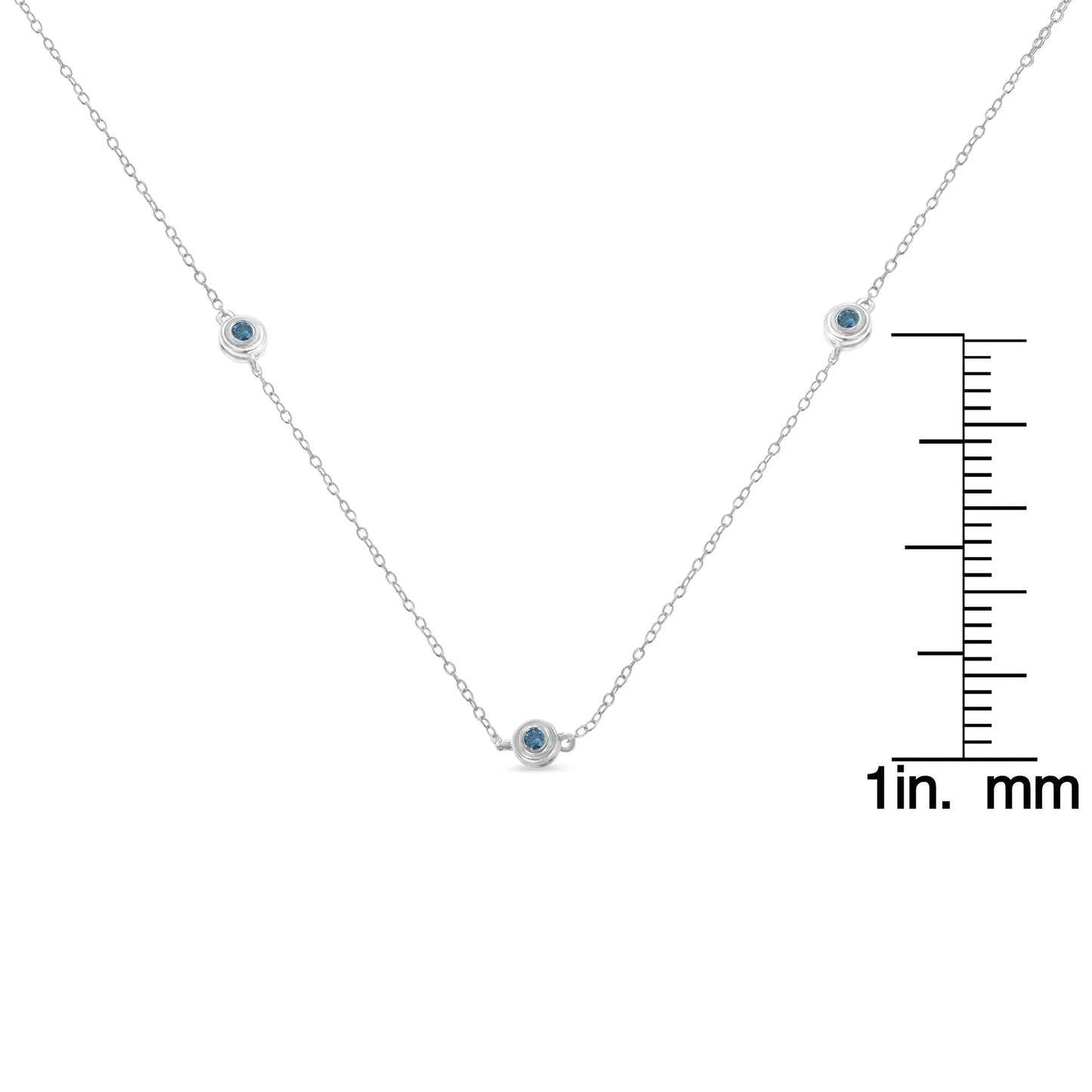 Sterling Silver Blue Diamond Rolo Chain Necklace (0.54cttw, I2 - I3) | Necklace | Elegant Emulations Jewelry USA