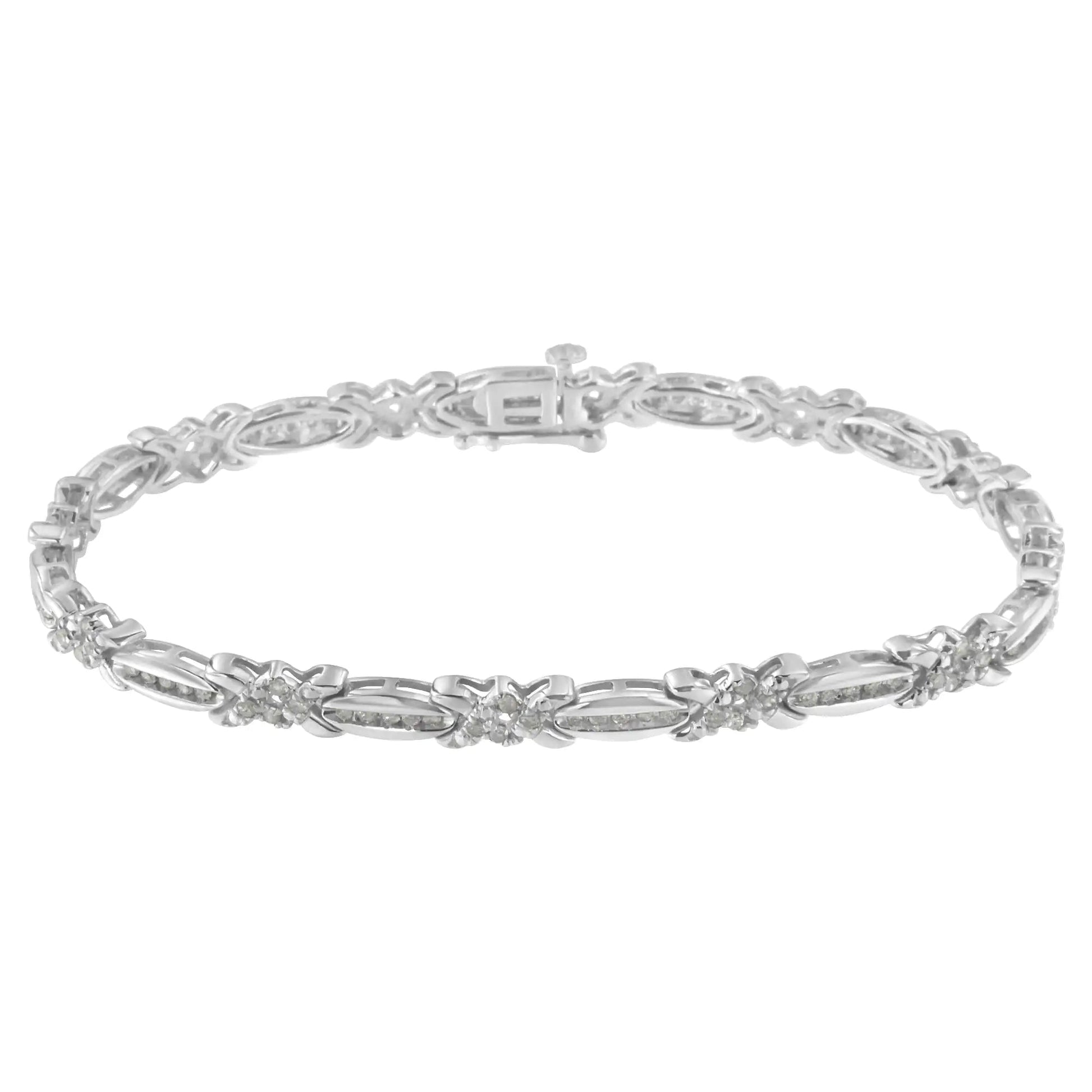 Sterling Silver Diamond Accent X - Link Bracelet | Bracelets | Elegant Emulations Jewelry USA