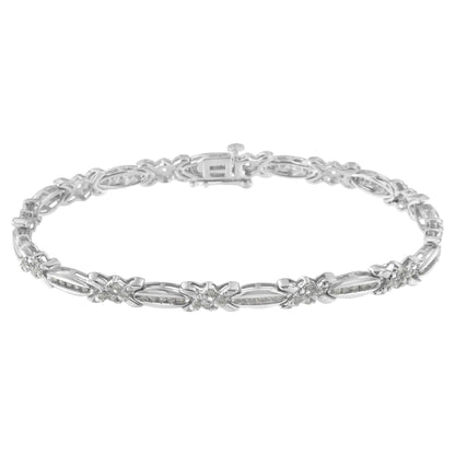 Sterling Silver Diamond Accent X - Link Bracelet | Bracelets | Elegant Emulations Jewelry USA