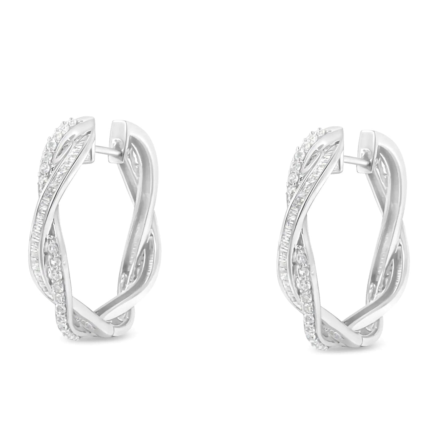Sterling - Silver Diamond Glam Hoops (0.75ct I - J, I2 - I3) | Earrings | Elegant Emulations Jewelry USA