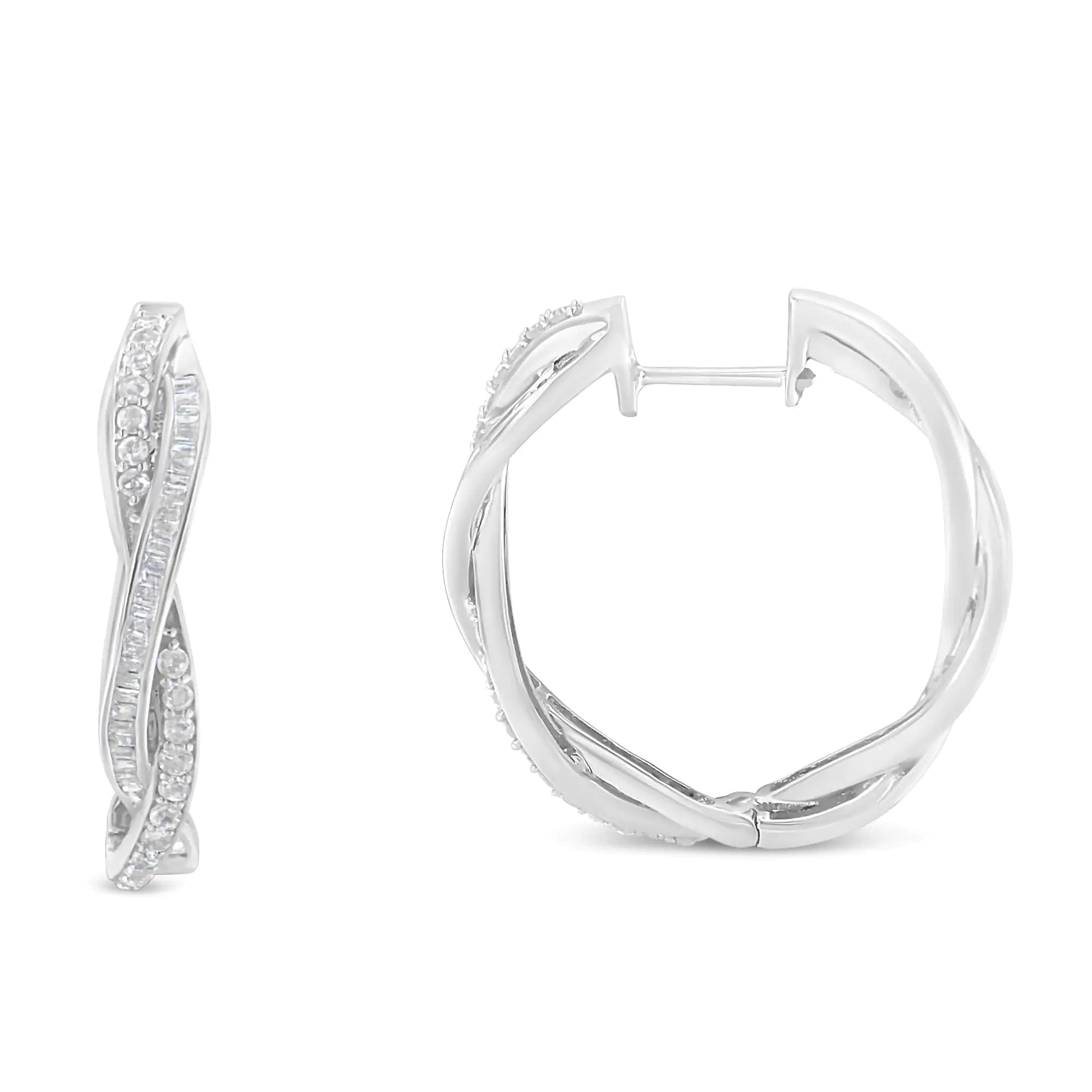 Sterling - Silver Diamond Glam Hoops (0.75ct I - J, I2 - I3) | Earrings | Elegant Emulations Jewelry USA
