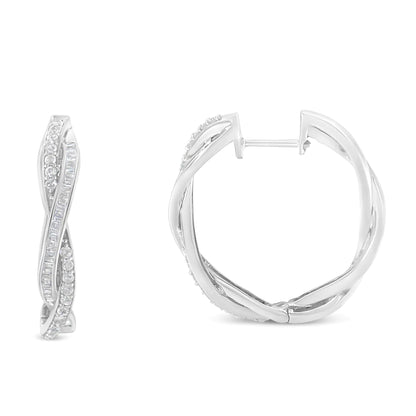 Sterling - Silver Diamond Glam Hoops (0.75ct I - J, I2 - I3) | Earrings | Elegant Emulations Jewelry USA