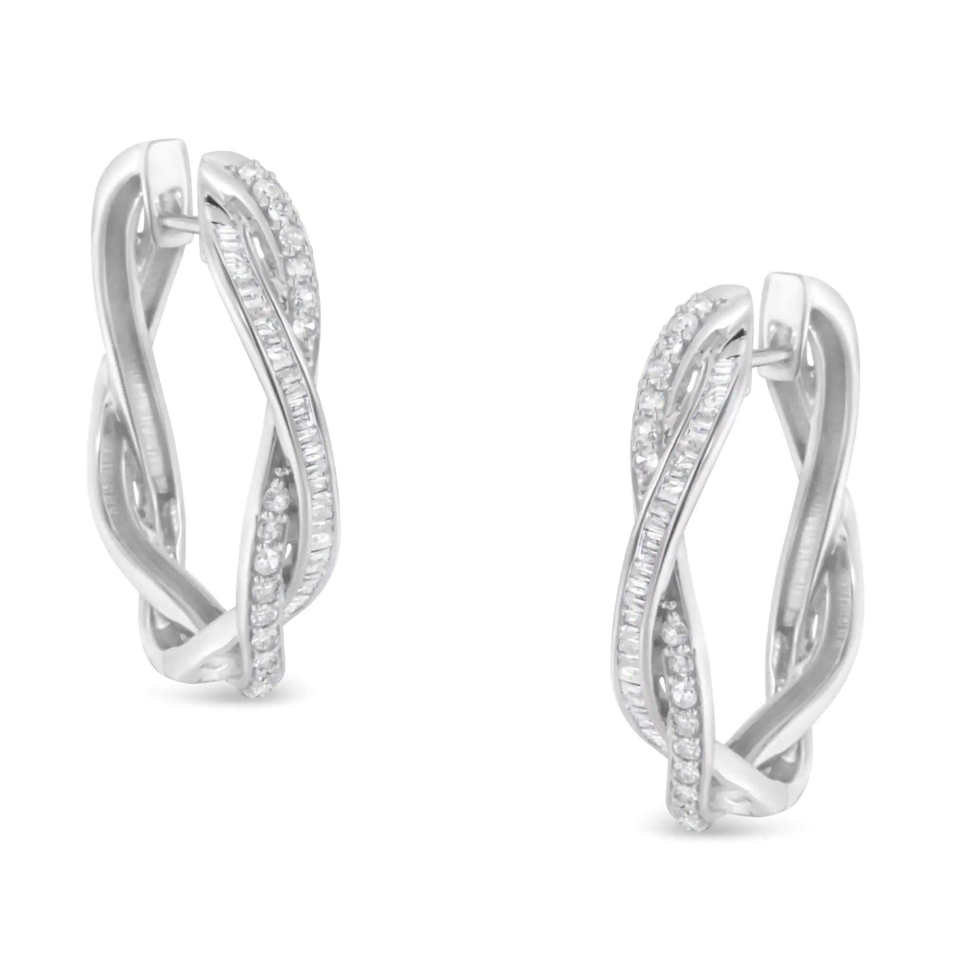 Sterling - Silver Diamond Glam Hoops (0.75ct I - J, I2 - I3) | Earrings | Elegant Emulations Jewelry USA