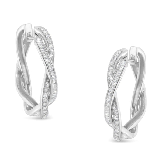 Sterling - Silver Diamond Glam Hoops (0.75ct I - J, I2 - I3) | Earrings | Elegant Emulations Jewelry USA