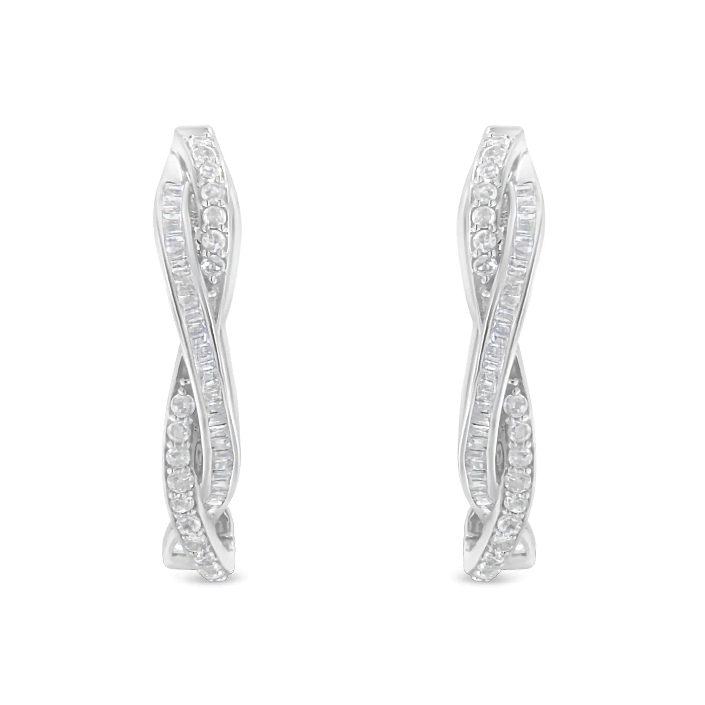 Sterling - Silver Diamond Glam Hoops (0.75ct I - J, I2 - I3) | Earrings | Elegant Emulations Jewelry USA