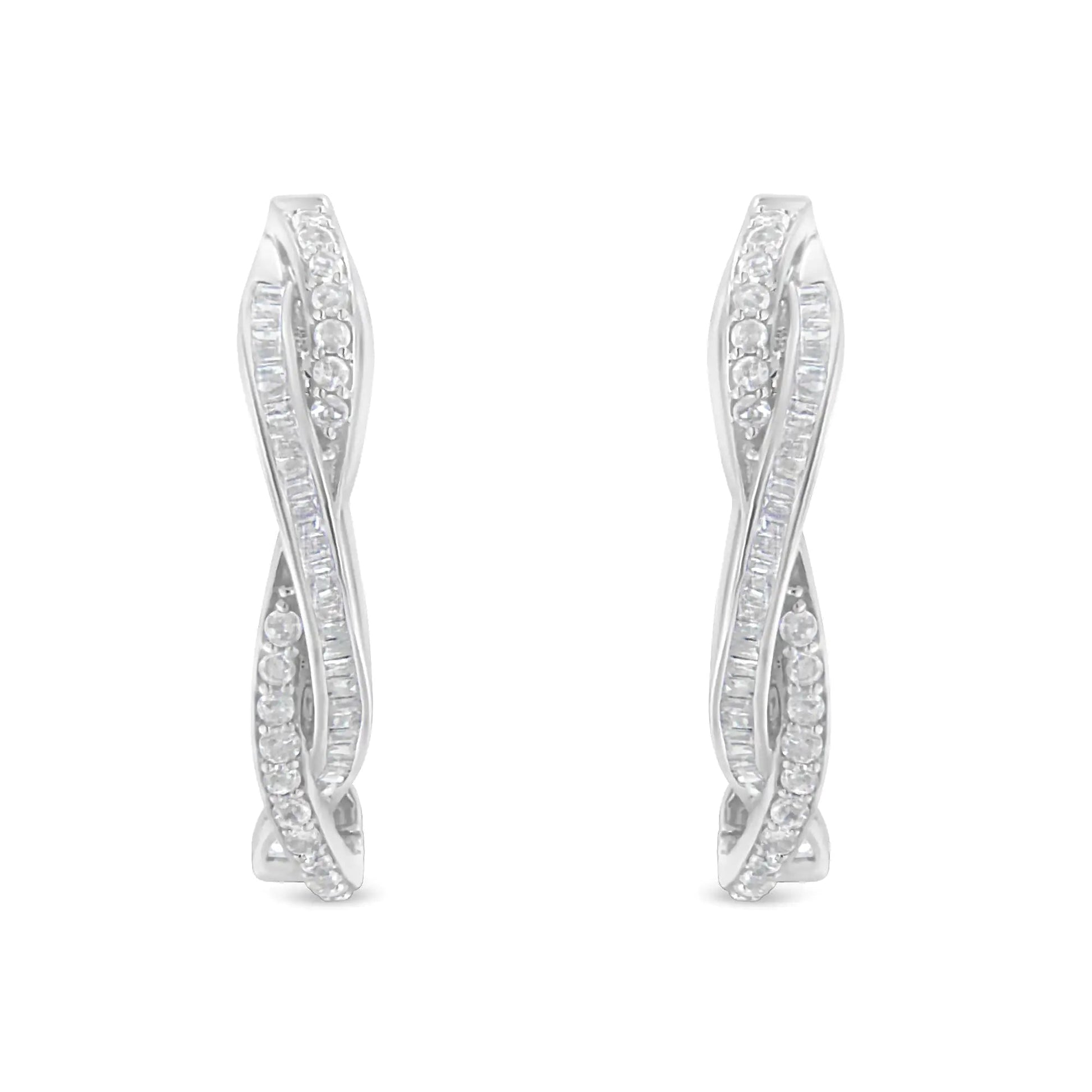 Sterling - Silver Diamond Glam Hoops (0.75ct I - J, I2 - I3) | Earrings | Elegant Emulations Jewelry USA