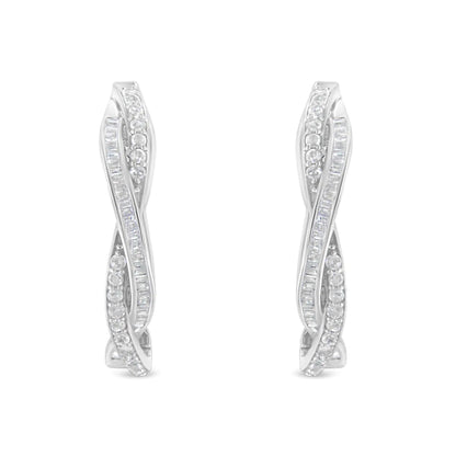 Sterling - Silver Diamond Glam Hoops (0.75ct I - J, I2 - I3) | Earrings | Elegant Emulations Jewelry USA