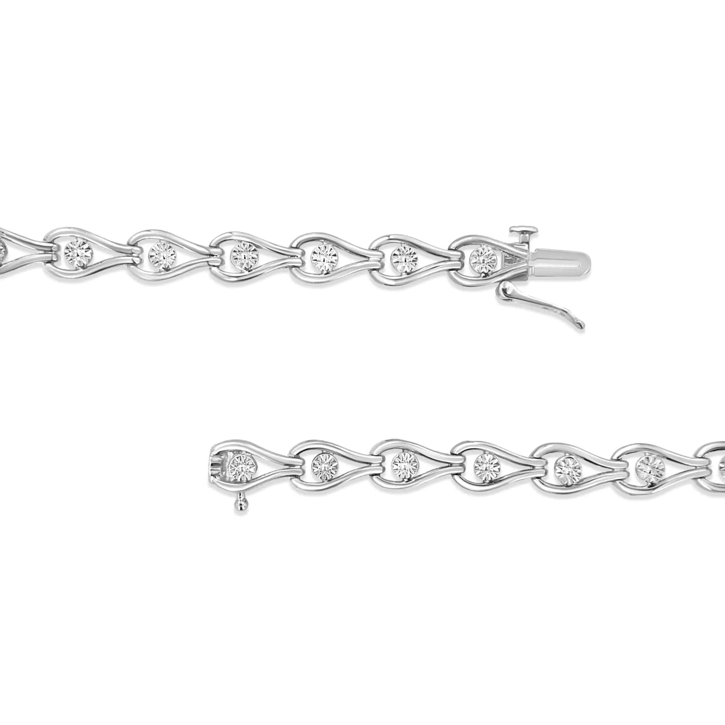 Sterling Silver Diamond Halo Link Bracelet 7.25" | Bracelets | Elegant Emulations Jewelry USA